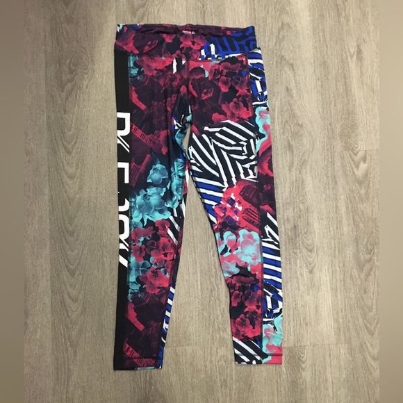 Reebok, Print Leggings, Blue and Pink Floral - Picture 1 of 4